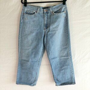 Vintage Jeanstar Cropped Wide Leg Jeans Rhinestones Light Blue Size 14
